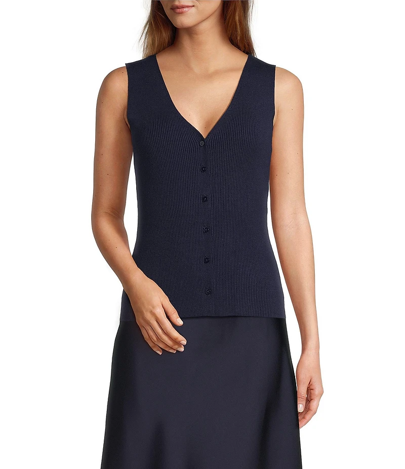 Lucy Paris Eris Knit V-Neck Sleeveless Fitted Vest