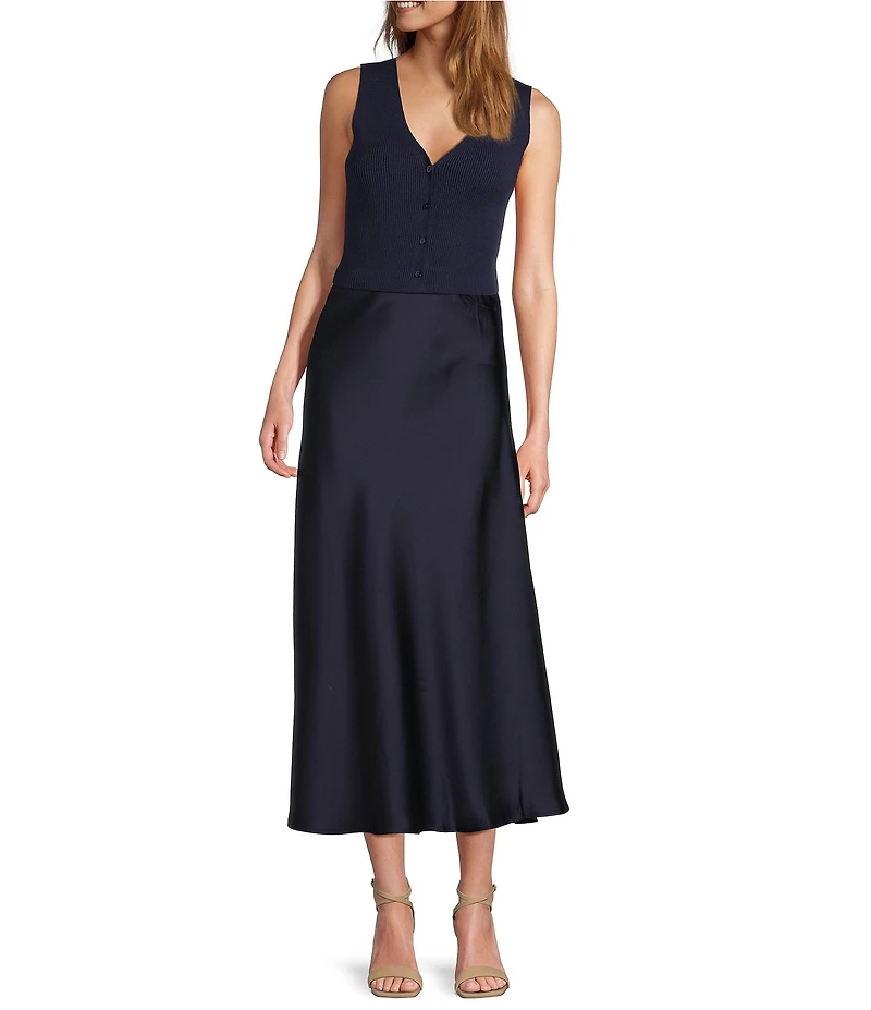 Lucy Paris Eris Knit V-Neck Sleeveless Fitted Vest