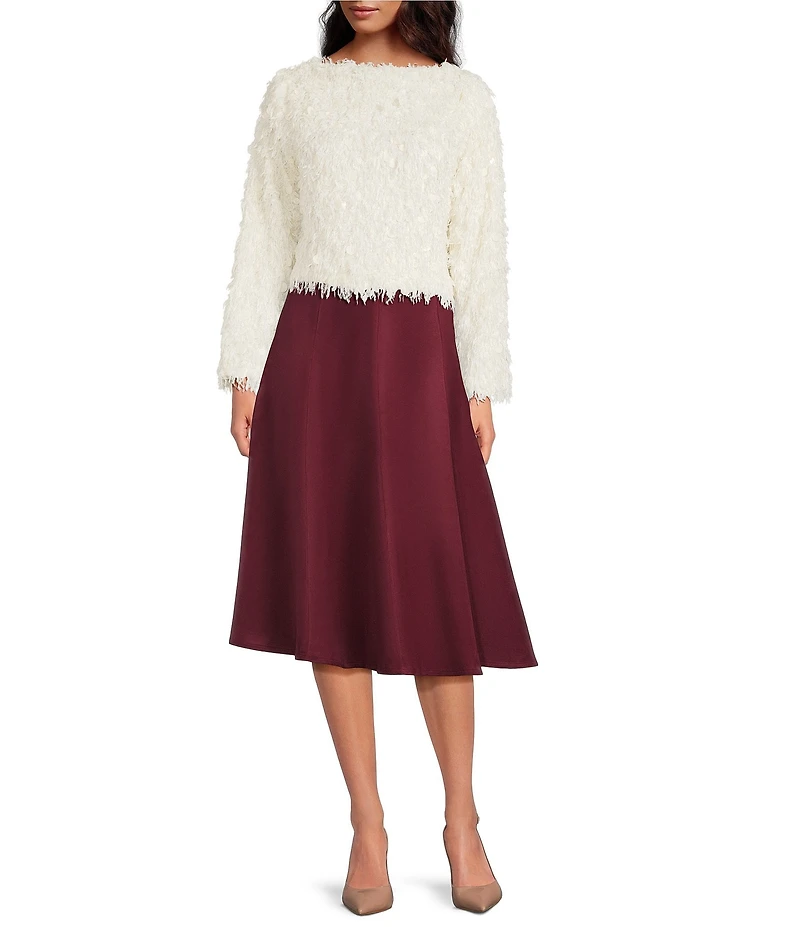 Lucy Paris Erna Crew Neck Long Sleeve Fuzzy Top