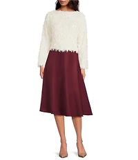 Lucy Paris Erna Crew Neck Long Sleeve Fuzzy Top