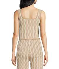 Lucy Paris Coordinating Fiji Geometric Print Square Neck Sleeveless Cropped Knit Tank