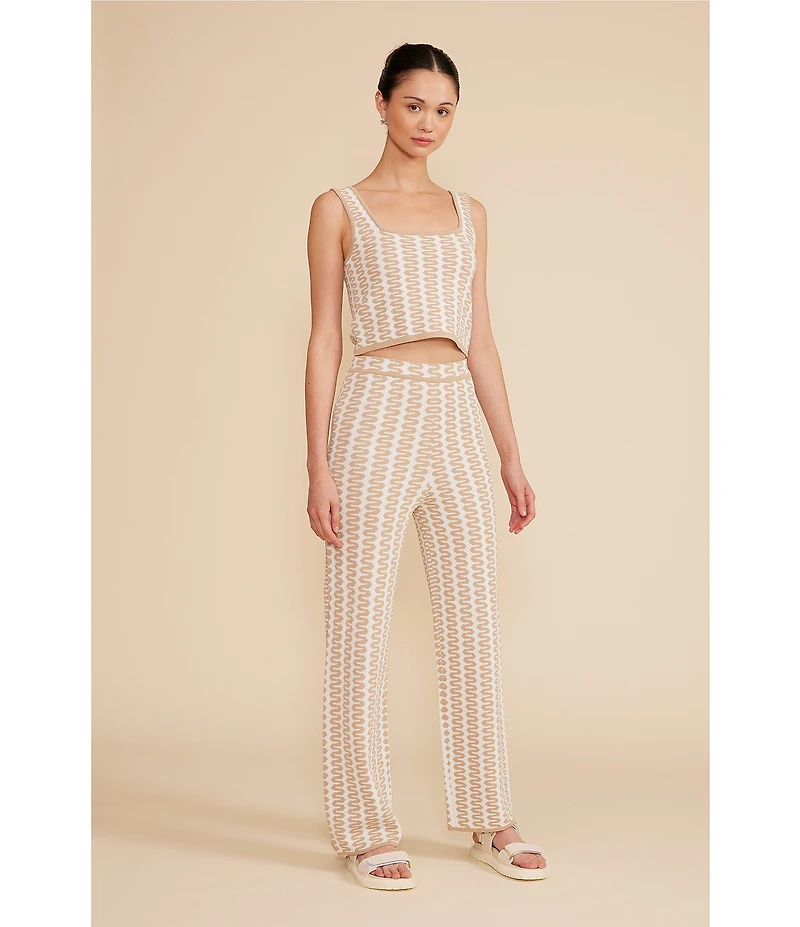 Lucy Paris Coordinating Fiji Geometric Print Square Neck Sleeveless Cropped Knit Tank