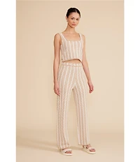 Lucy Paris Coordinating Fiji Geometric Print Square Neck Sleeveless Cropped Knit Tank