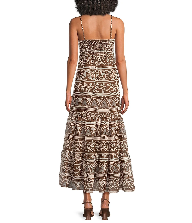 Lucy Paris Fiona Printed Sweetheart Neck Sleeveless A-Line Maxi Dress