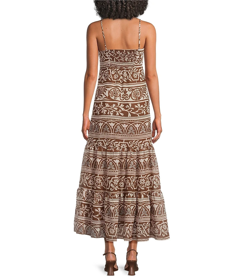 Lucy Paris Fiona Printed Sweetheart Neck Sleeveless A-Line Maxi Dress