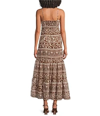 Lucy Paris Fiona Printed Sweetheart Neck Sleeveless A-Line Maxi Dress