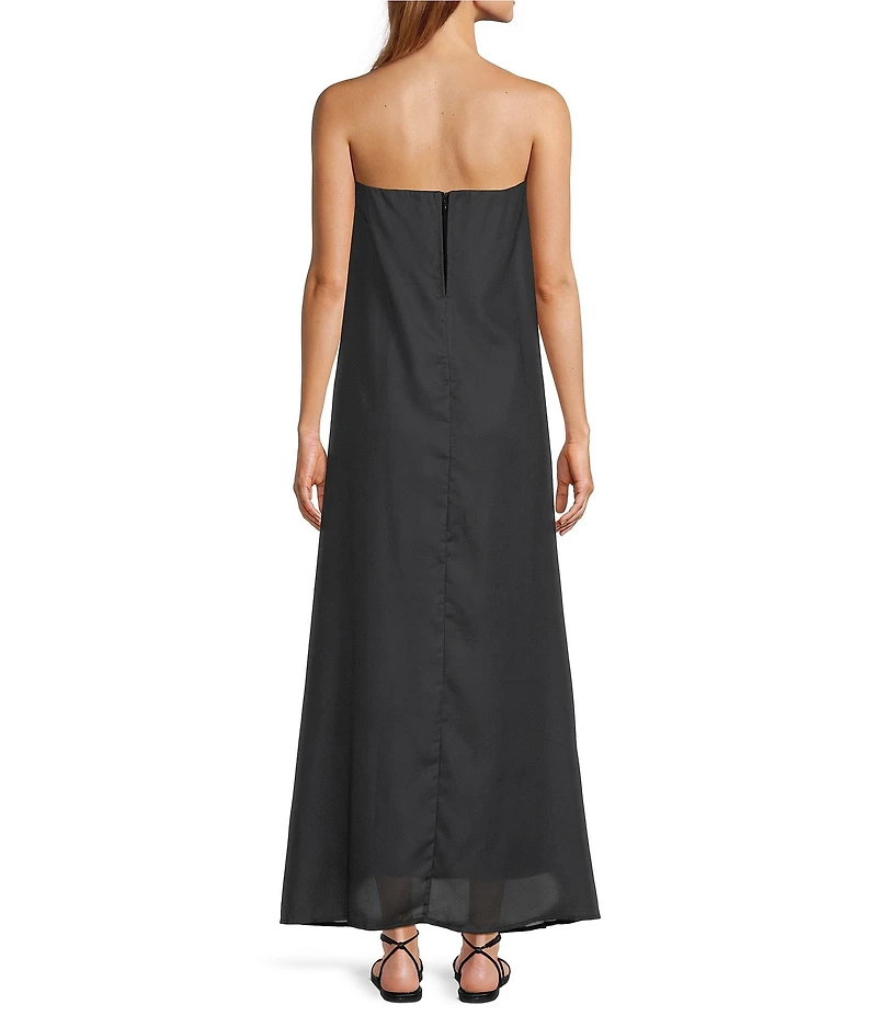 Lucy Paris Floral Placement Print Strapless Maxi Dress