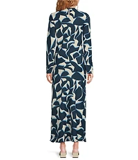 Lucy Paris Geometric Print Scoop Neck Long Sleeve Maxi Dress