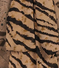 Lucy Paris Georgia Animal Printed V-Neck Long Sleeve Chiffon Tie Top