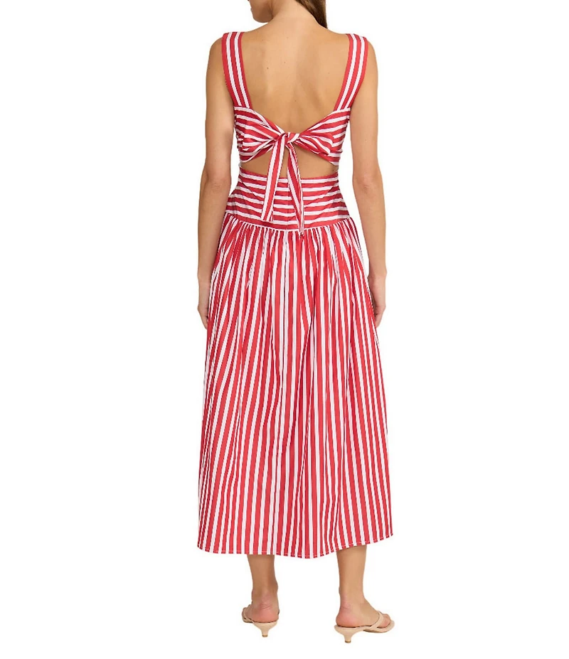 Lucy Paris Georgie Stripe Print Square Neck Sleeveless Midi Dress