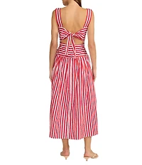 Lucy Paris Georgie Stripe Print Square Neck Sleeveless Midi Dress