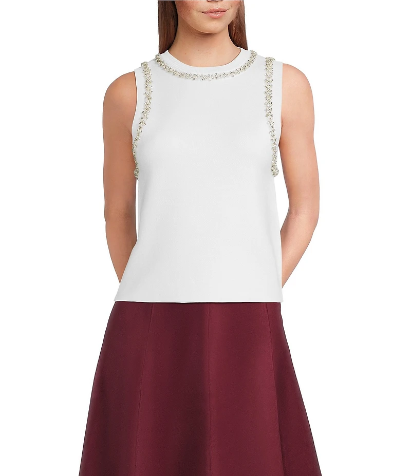 Lucy Paris Giana Knit Crystal Scoop Neck Sleeveless Tank Top