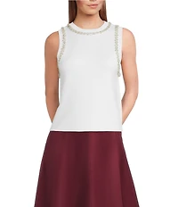 Lucy Paris Giana Knit Crystal Scoop Neck Sleeveless Tank Top