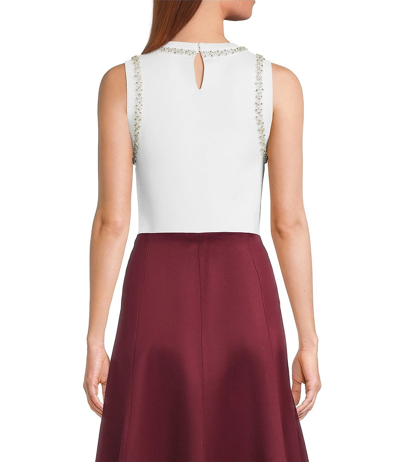 Lucy Paris Giana Knit Crystal Scoop Neck Sleeveless Tank Top