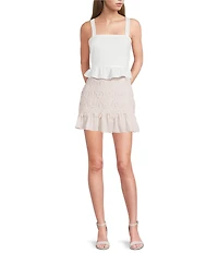 Lucy Paris Greer Floral Lace Mixed-Media Mini Skirt
