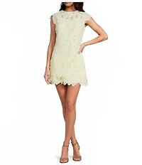 Lucy Paris Greta Floral Eyelet Round Neck Short Sleeve Mini Dress
