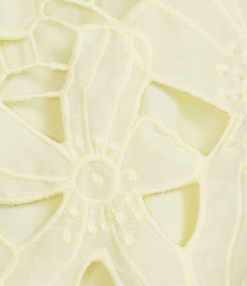 Lucy Paris Greta Floral Eyelet Round Neck Short Sleeve Mini Dress