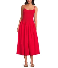 Lucy Paris Hazel Square Neck Sleeveless Smock Drop Waist Dress