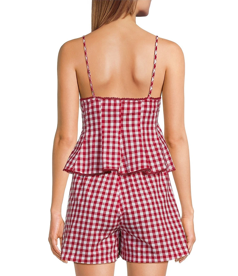 Lucy Paris Holly Gingham Print V-Neck Sleeveless Tie-Front Coordinating Top