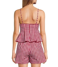 Lucy Paris Holly Gingham Print V-Neck Sleeveless Tie-Front Coordinating Top