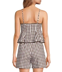 Lucy Paris Holly Gingham Print V-Neck Sleeveless Tie-Front Coordinating Top
