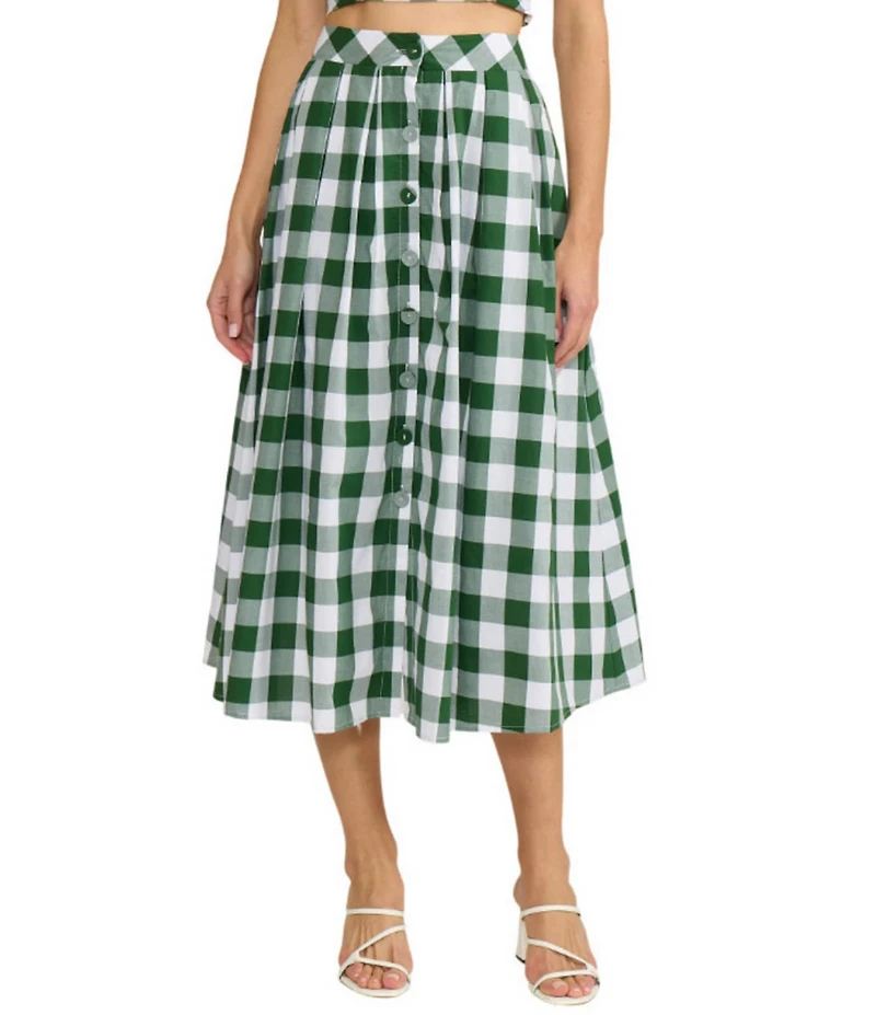 Lucy Paris Honey Gingham Print Coordinating A-Line Maxi Skirt