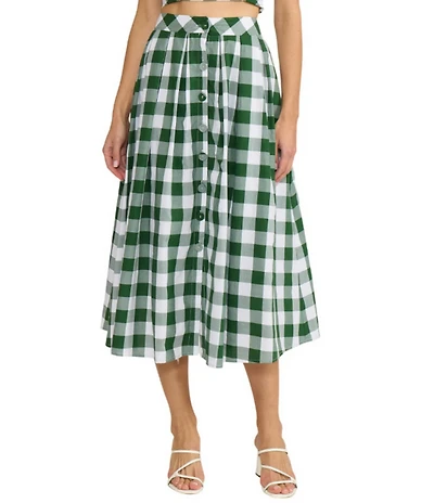 Lucy Paris Honey Gingham Print Coordinating A-Line Maxi Skirt