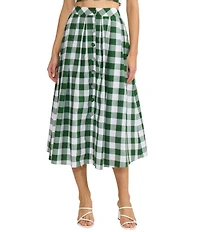 Lucy Paris Honey Gingham Print Coordinating A-Line Maxi Skirt
