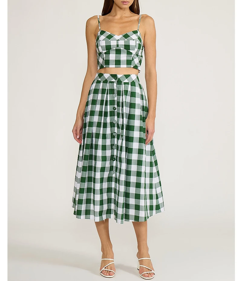 Lucy Paris Honey Gingham Print Coordinating A-Line Maxi Skirt