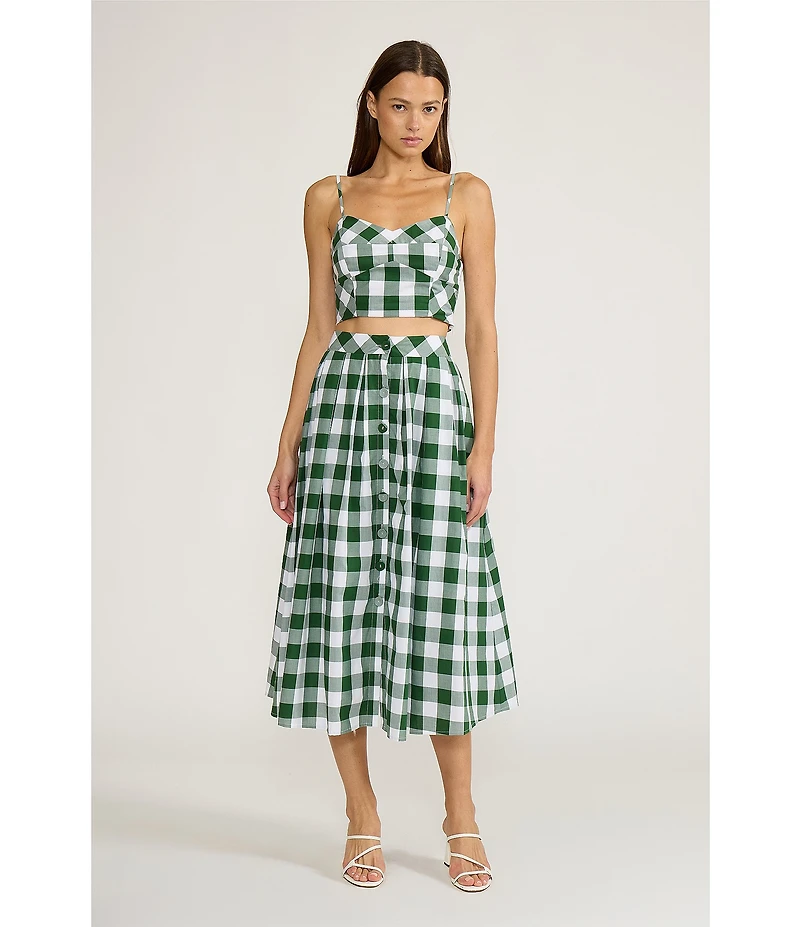 Lucy Paris Honey Gingham Print Coordinating A-Line Maxi Skirt