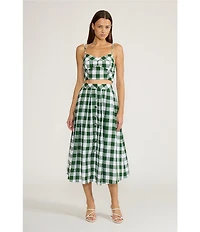 Lucy Paris Honey Gingham Print Coordinating A-Line Maxi Skirt