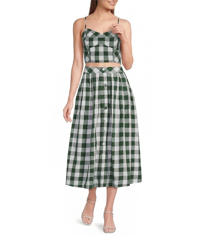Lucy Paris Honey Gingham Print Coordinating A-Line Maxi Skirt