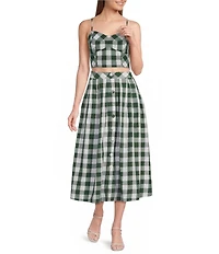 Lucy Paris Honey Gingham Print Coordinating A-Line Maxi Skirt
