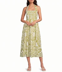 Lucy Paris Kacey Printed Halter Neck Sleeveless A-Line Midi Dress