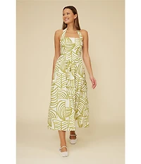 Lucy Paris Kacey Printed Halter Neck Sleeveless A-Line Midi Dress