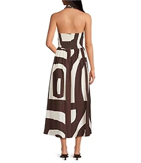 Lucy Paris Kacey Geometric Printed Halter Neck Sleeveless A-Line Midi Dress