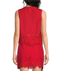 Lucy Paris Kayla Embroidered Eyelet Scoop Neck Sleeveless Coordinating Top