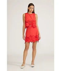 Lucy Paris Kayla Embroidered Eyelet Scoop Neck Sleeveless Coordinating Top