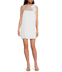 Lucy Paris Kenia Sheer Scoop Neck Sleeveless 3D Floral Shift Dress