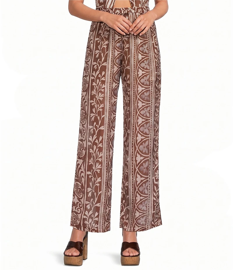 Lucy Paris Kyle Printed High-Rise Straight Leg Coordinating Pant