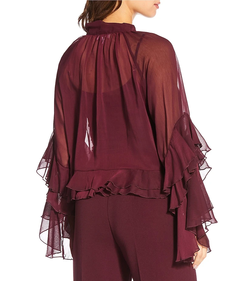 Lucy Paris Kyle V-Neck Long Sleeve Chiffon Ruffle Top