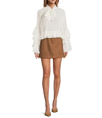 Lucy Paris Kyle V-Neck Long Sleeve Chiffon Ruffle Top