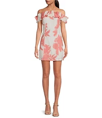 Lucy Paris Kynzie Floral Print Off-The-Shoulder Ruffle Sheath Dress