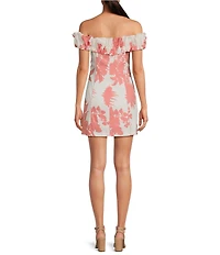 Lucy Paris Kynzie Floral Print Off-The-Shoulder Ruffle Sheath Dress
