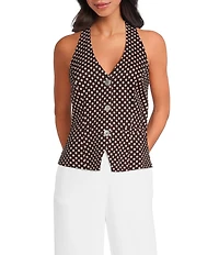 Lucy Paris Lea Polka Dot Halter V-Neck Sleeveless Coordinating Vest Top