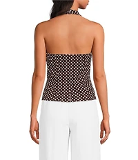 Lucy Paris Lea Polka Dot Halter V-Neck Sleeveless Coordinating Vest Top