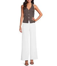 Lucy Paris Lea Polka Dot Halter V-Neck Sleeveless Coordinating Vest Top