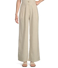 Lucy Paris Leland Pinstripe Wide Leg Fit & Flare Pleated Pants