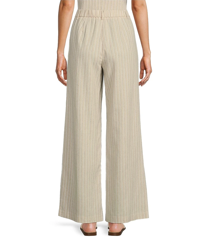 Lucy Paris Leland Pinstripe Wide Leg Fit & Flare Pleated Pants