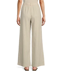 Lucy Paris Leland Pinstripe Wide Leg Fit & Flare Pleated Pants